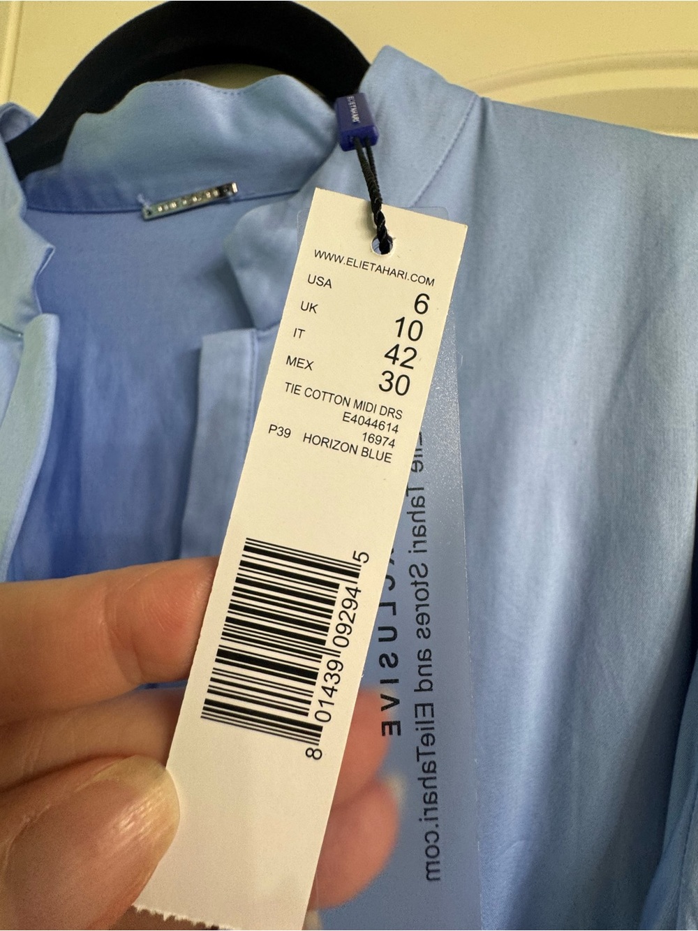 Elie Tahari Light Blue Tie-Waist Midi Dress - 6 - Picture 3 of 4